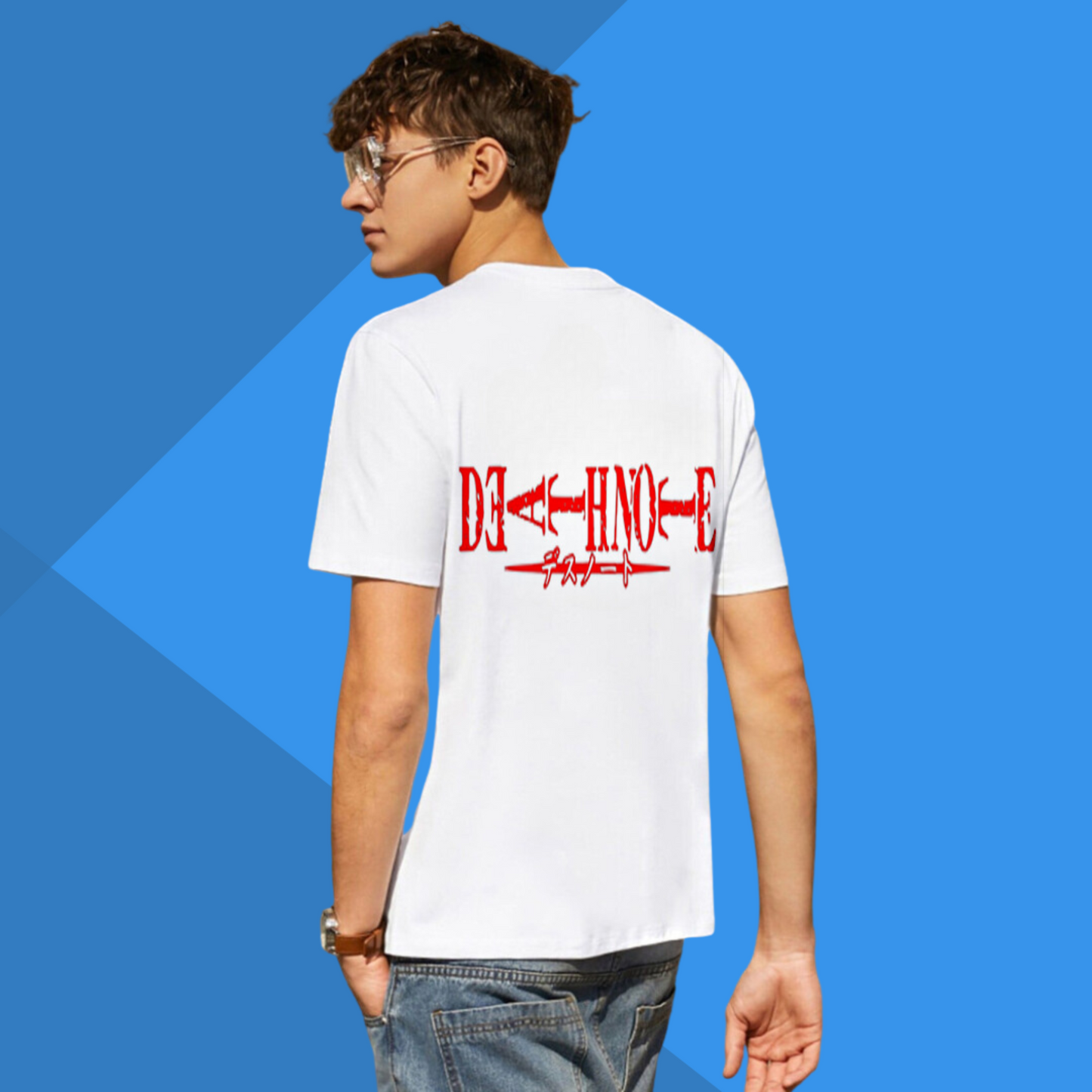 DEATHNOTE Printed Men's White T-Shirt - Men's Casual Back Side Printed T-Shirt