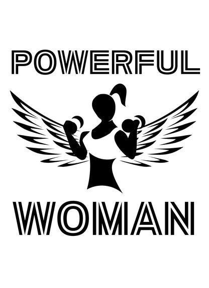 "Empowerment in Style: 'Powerful Woman' Printed Grey T-Shirt"