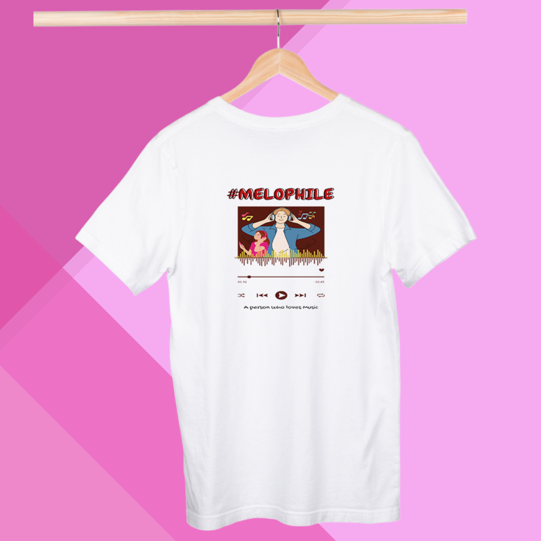 "Celebrate Your Love for Music with '#MELOPHILE' Printed Women's White T-Shirt"