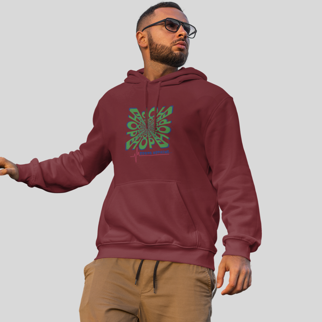 "Spread Hope and Positivity with Our Men's 'Hope Costs Nothing' Printed Maroon Hoodie"