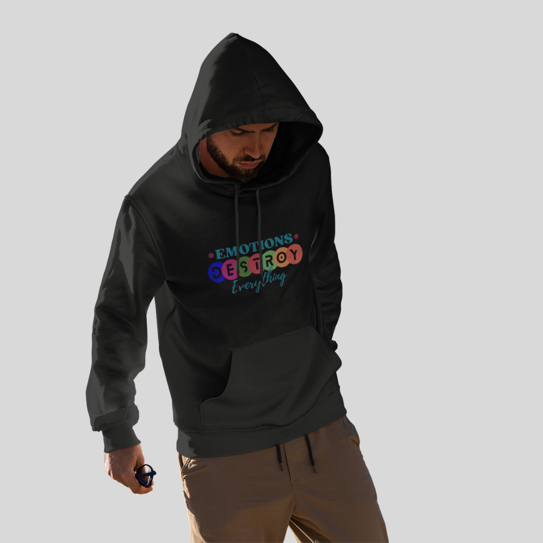 "Express Yourself with Emotions Destroy Everything Printed Men's Black Hoodie"