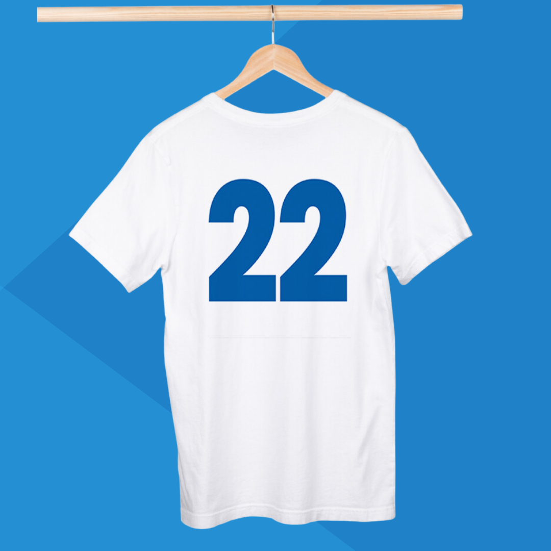 Number 22 white printed t-shirt for men half sleeves best