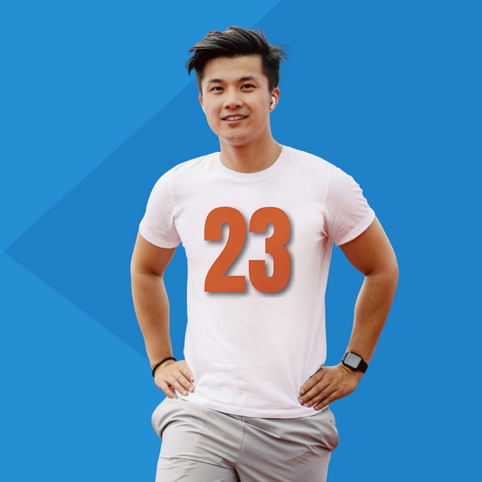 Number 23 white printed t-shirt for men half sleeves