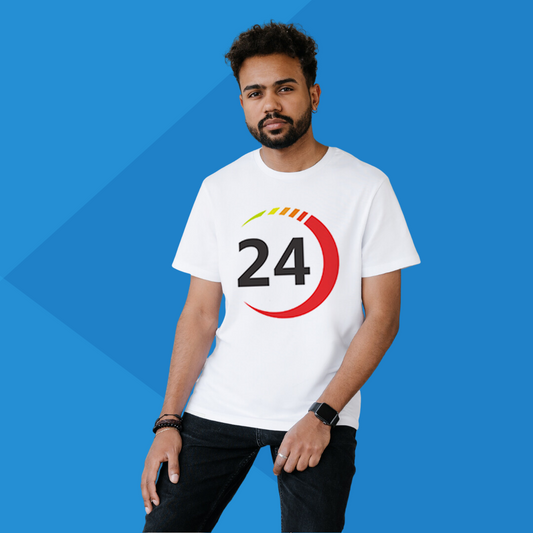 Number 24 white printed t-shirt for men half sleeves