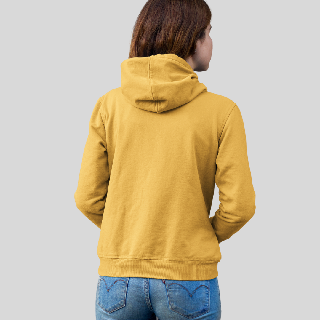 Stay Cozy and Chic with Our "DONE" Printed Women's Yellow Hoodie