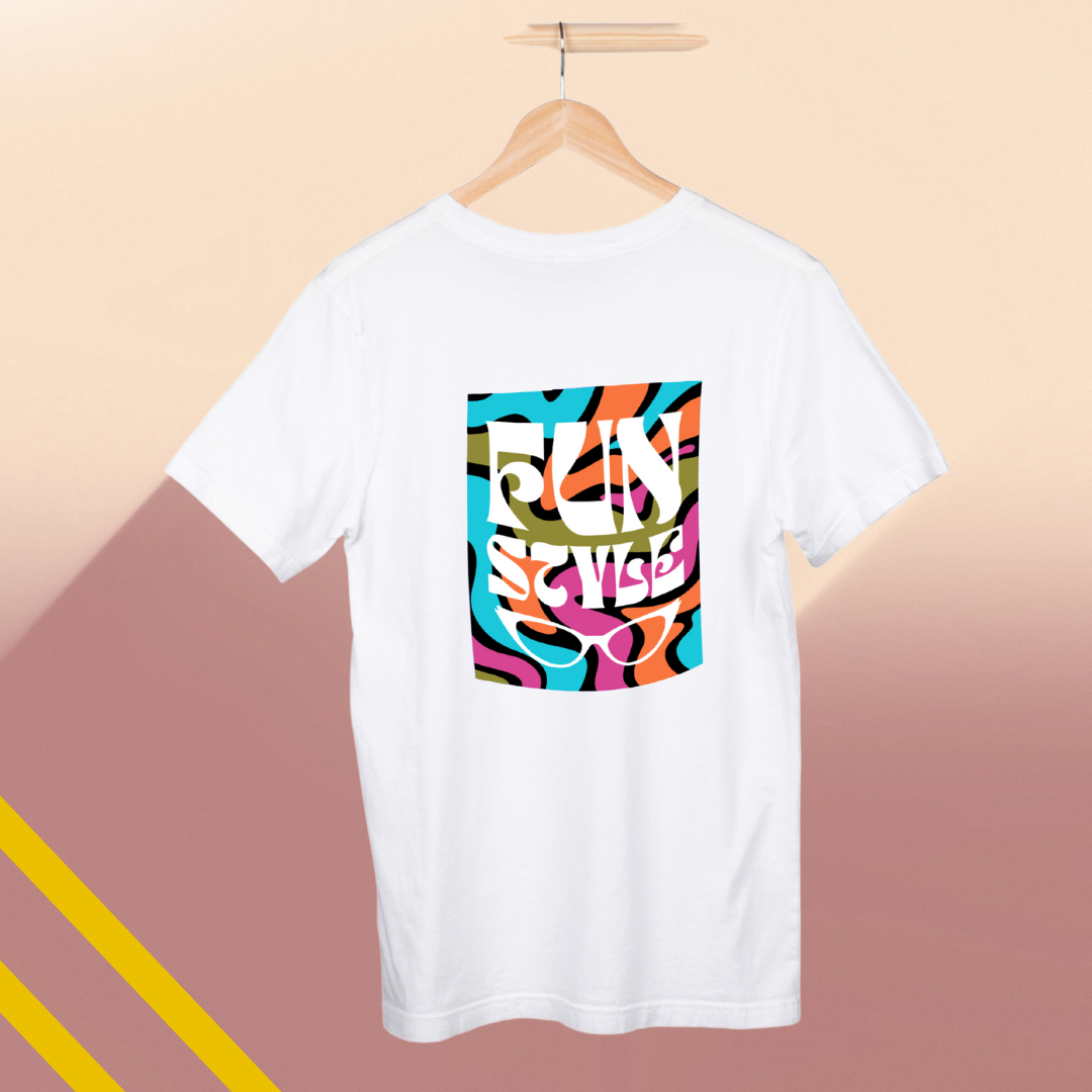 "Express Your Playful Side with This Women's 'Fun Style' Printed White T-Shirt"