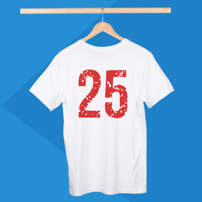 Number 25 white printed t-shirt for men half sleeves best