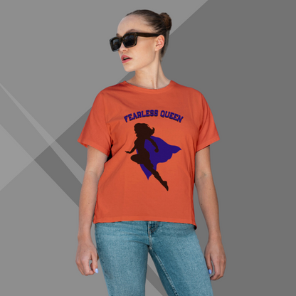 "Fearless Queen" Printed Orange T-Shirt - Reign with Courage