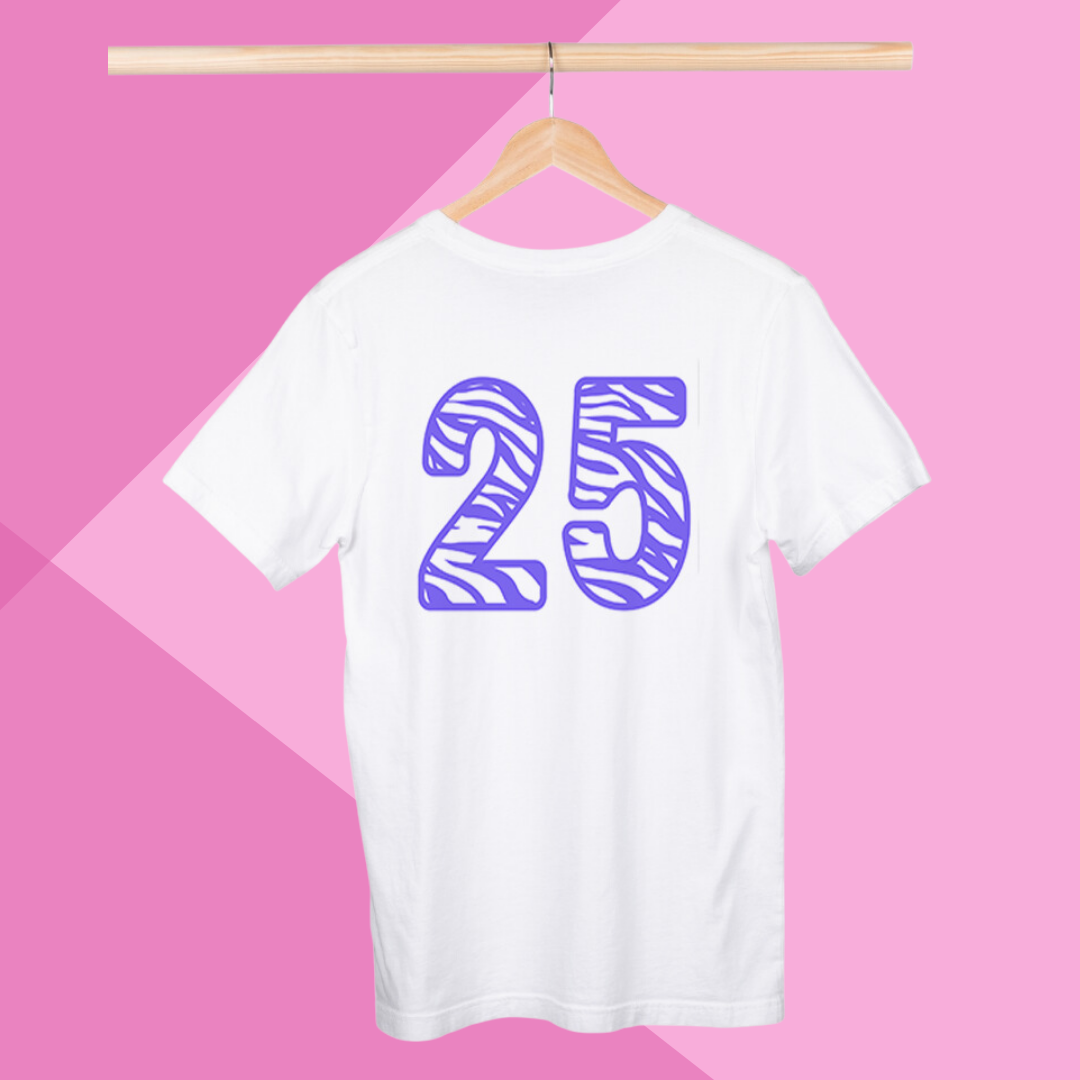 Women's "Stylish 25 Chic" Printed White T-Shirt - Celebrate in Style