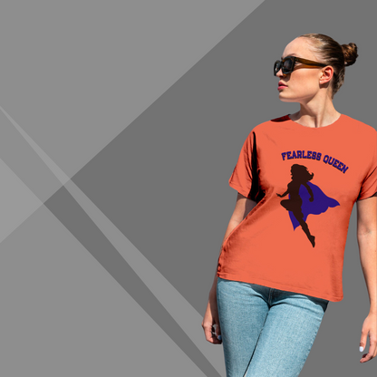 "Fearless Queen" Printed Orange T-Shirt - Reign with Courage