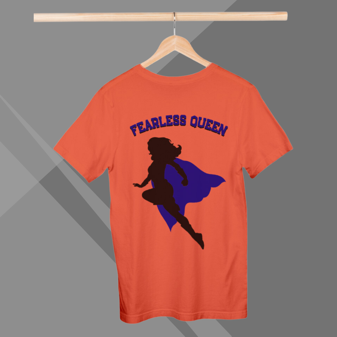 "Fearless Queen" Printed Orange T-Shirt - Reign with Courage