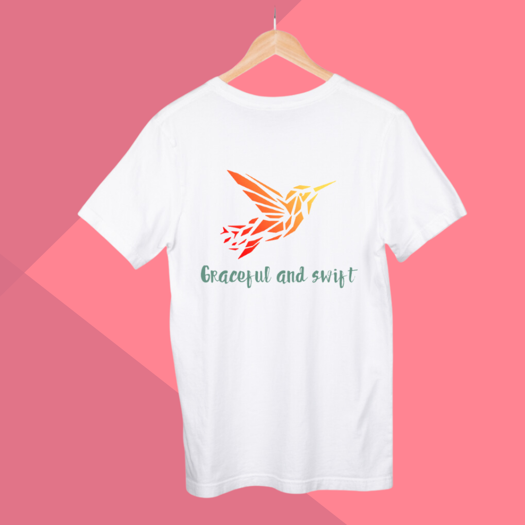 Women's "Graceful & Swift" Printed White T-Shirt - Embrace Elegance