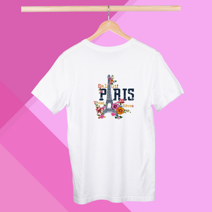 "Bonjour to Style with 'Salut Paris' Printed Women's White T-Shirt"