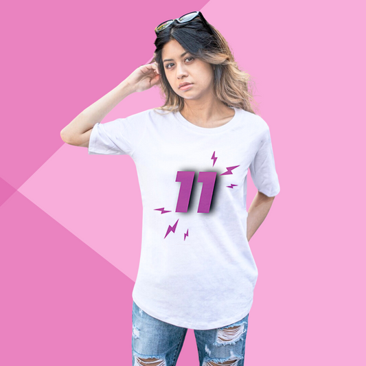 "Numeral 11" Printed White T-Shirt - Elevate with Eleven