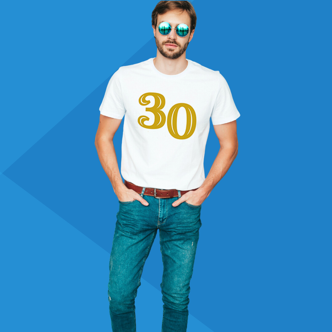 Number 30 white printed t-shirt for men under 500