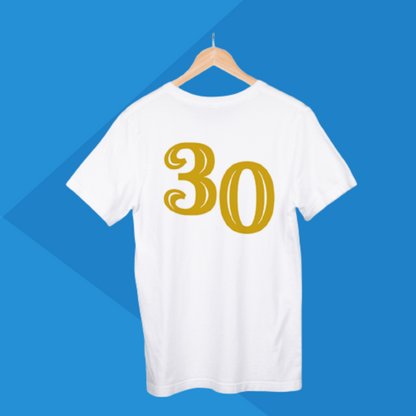 Number 30 white printed t-shirt for men best