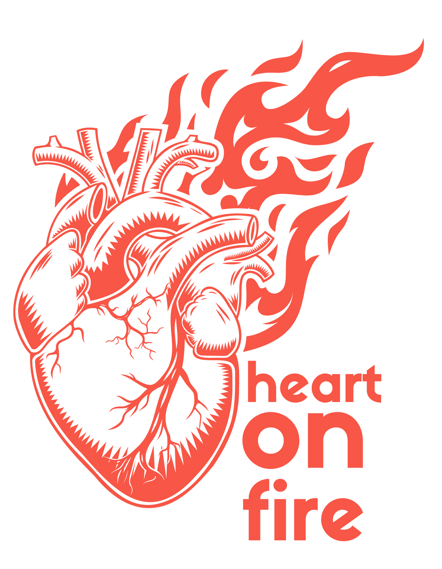 Set Your Heart on Fire with Men's "Heart on Fire" Printed Black T-shirt!