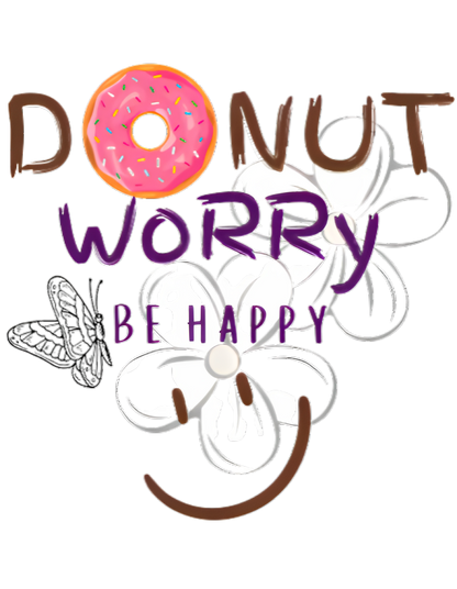 Add Some Sweetness to Your Day with this "Donut Worry Be Happy" Printed White T-Shirt for Women