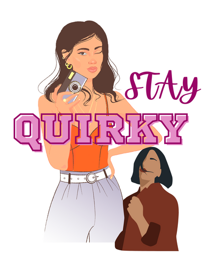 "Embrace Your Quirky Side with Our 'Stay Quirky' Printed White T-Shirt for Women"