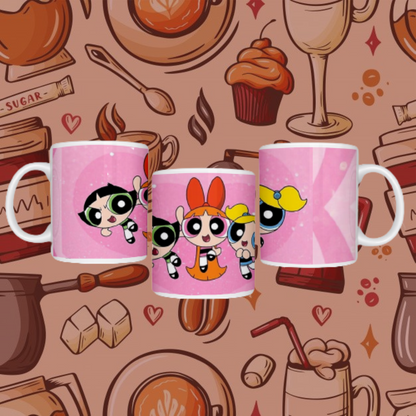 "Powerpuff Cartoon" Printed Ceramic Mug - Relive Superhero Adventures