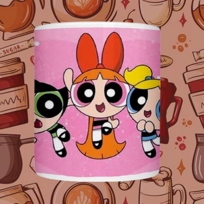 "Powerpuff Cartoon" Printed Ceramic Mug - Relive Superhero Adventures