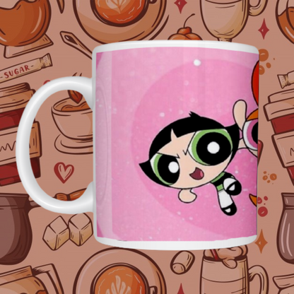 "Powerpuff Cartoon" Printed Ceramic Mug - Relive Superhero Adventures