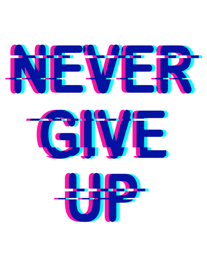 Stay Motivated with the "Never Give Up" Printed Men's Black T-shirt!