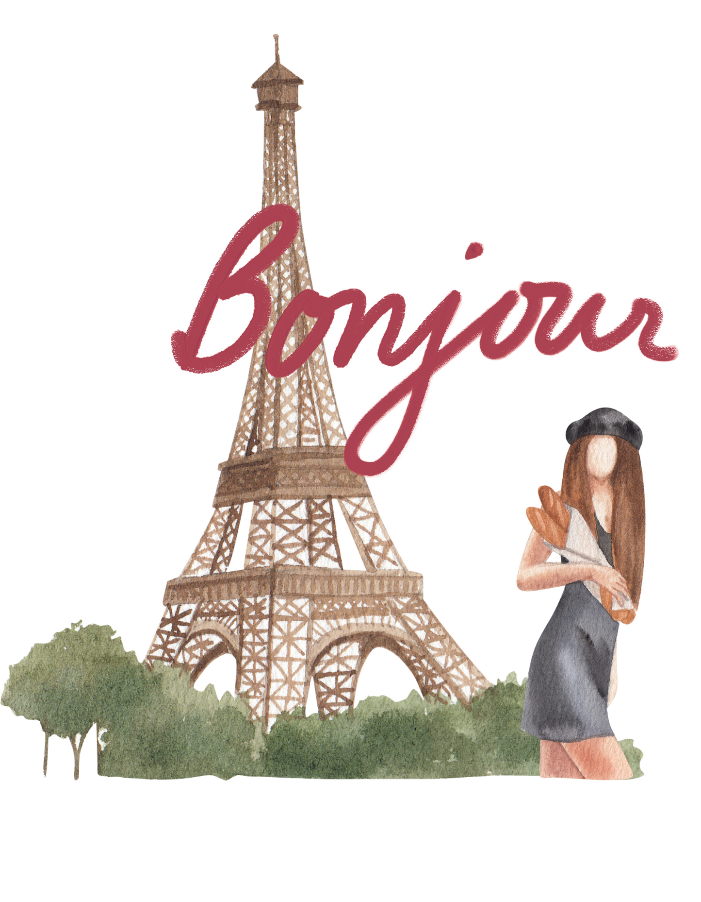 "Say Bonjour to Paris with Our Eiffel Tower Printed Women's White T-Shirt