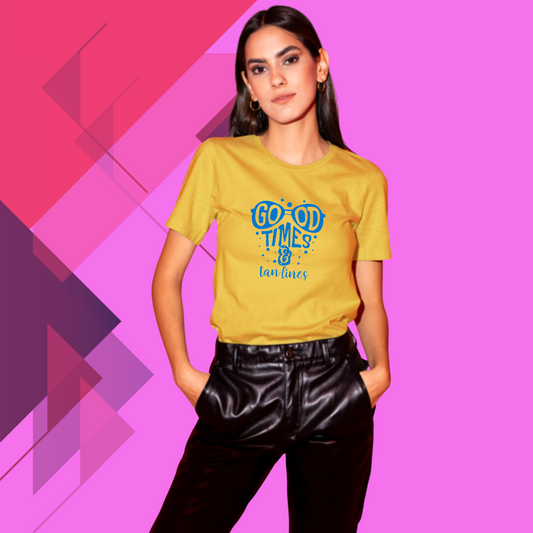 Women's "Good Times" Printed Yellow T-shirt!