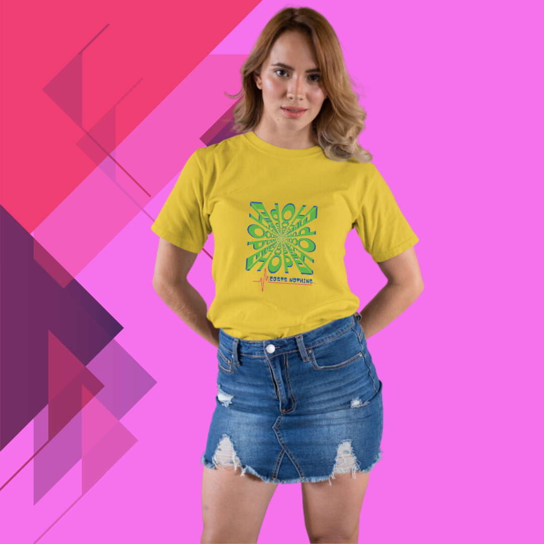 Women's "Hope Costs Nothing" Printed Yellow T-Shirt