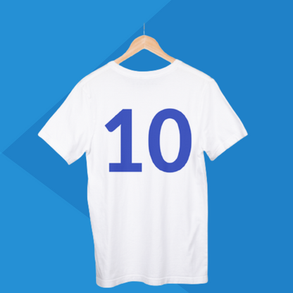 Number 10 white printed t-shirt for men half sleeves best