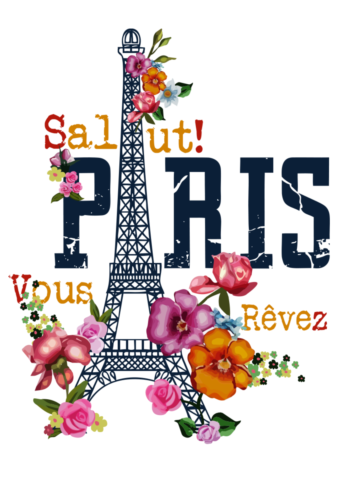 "Bonjour to Style with 'Salut Paris' Printed Women's White T-Shirt"