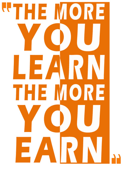 Men's "The More You Learn The More Your Earn" Printed Black T-shirt