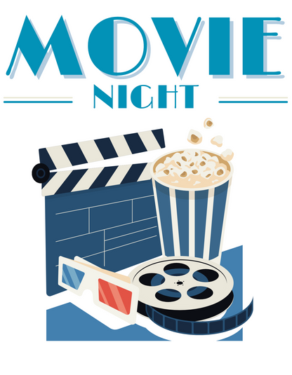 Get Ready for Movie Night with Our "Movie Night" Printed Men's Black T-Shirt!