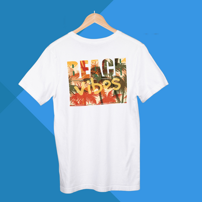 "Surf's Up Tee - Men's Beach Vibes White Graphic Printed T-Shirt"