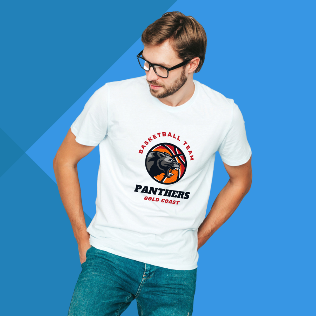 Basketball Team Panthers Sports Printed Men's White T-shirt