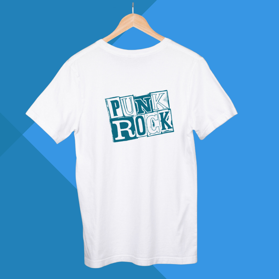 "Rock the Rebel Look: Men's Punk Rock White Printed T-Shirt"