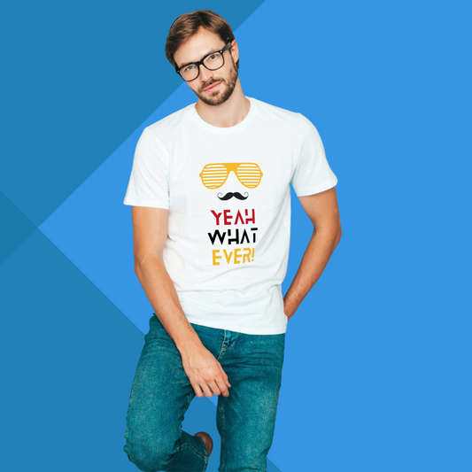 "Show off Your Nonchalant Style with Our 'Yeah What Ever Attitude' Men's T-shirt!"