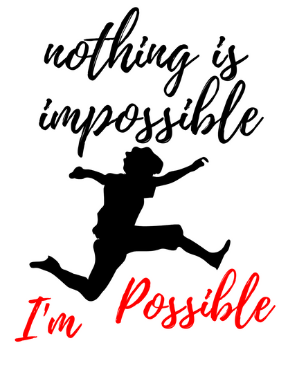 "Motivational Tee- Men's White Printed T-Shirt with 'Nothing is Impossible' Slogan"